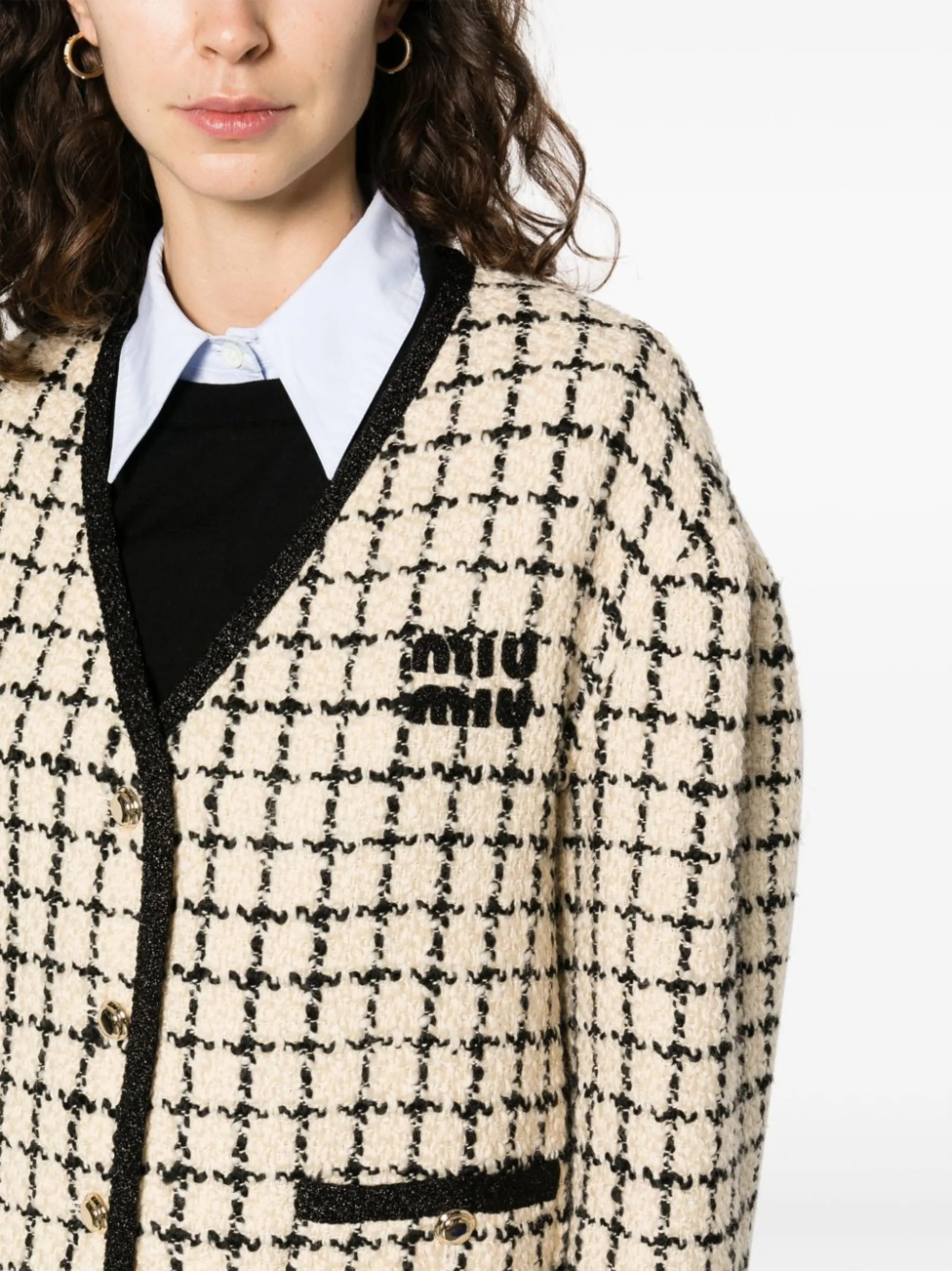 Miu Miu check-pattern tweed jacket | Eraldo.com US