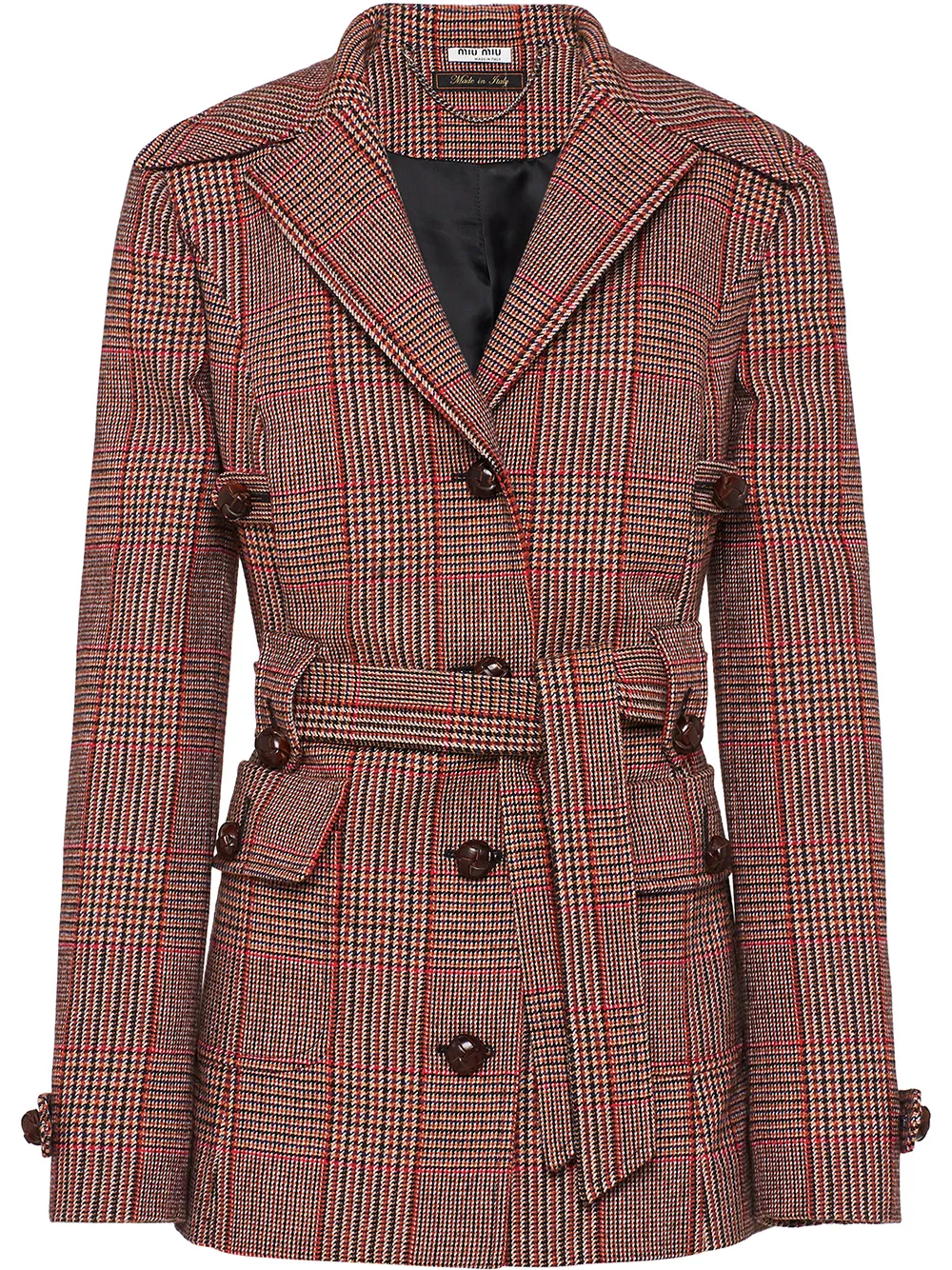 check belted coat