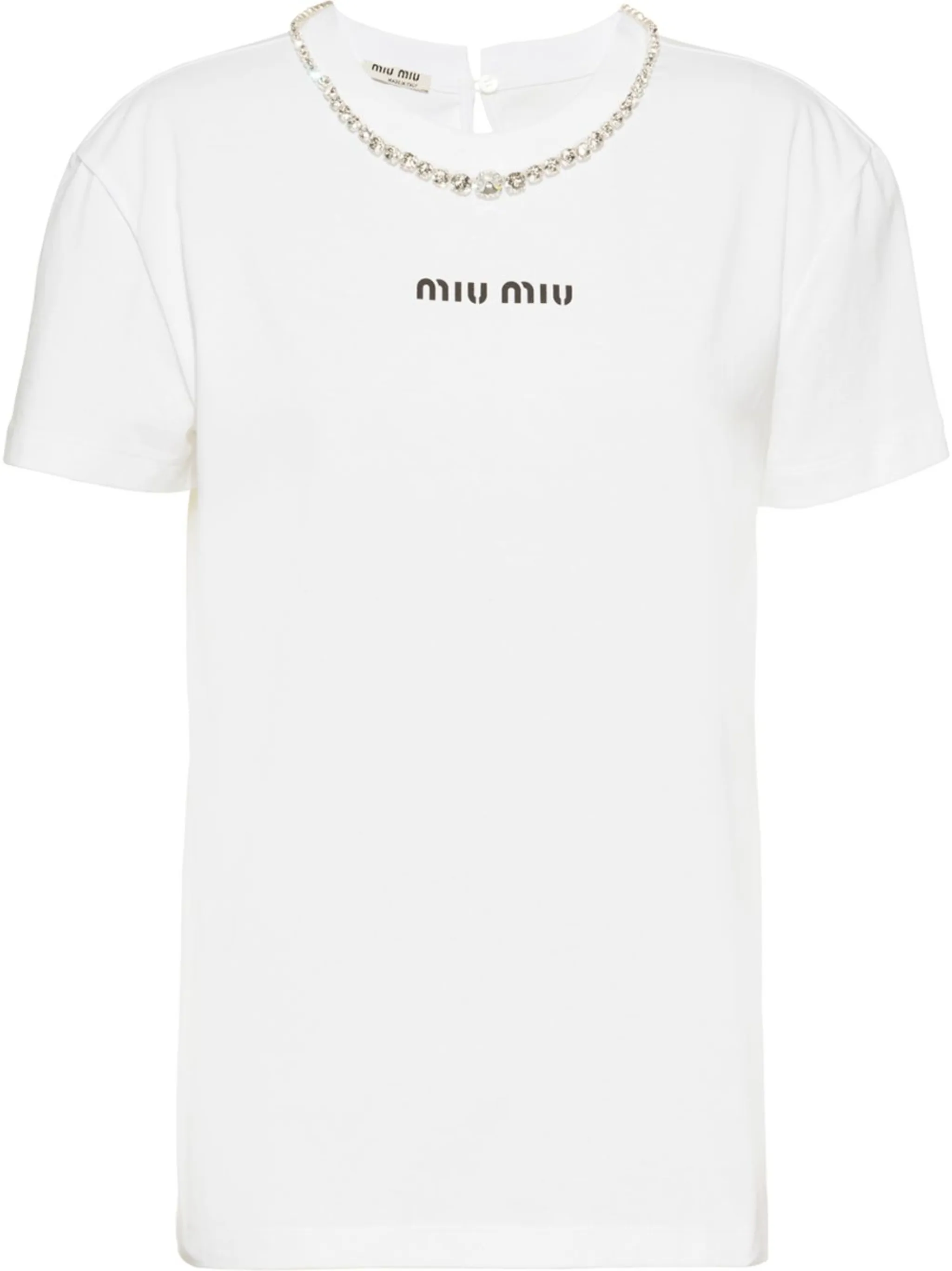 embroidered crystal neck T-shirt | Miu Miu | Eraldo.com