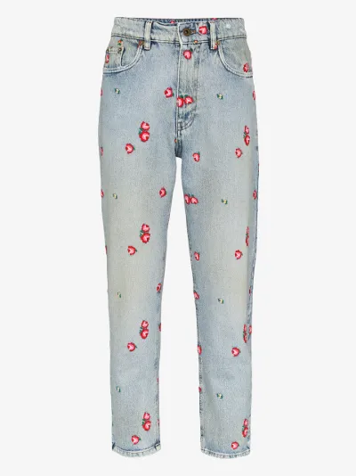 embroidered floral jeans