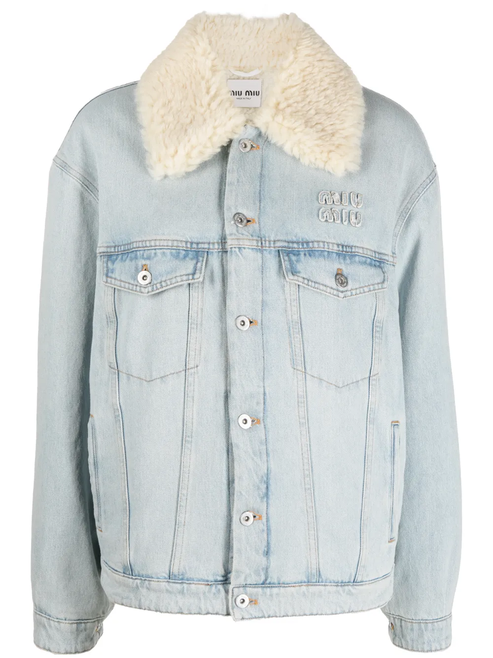 Miu Miu faux shearling collar denim jacket Eraldo NF