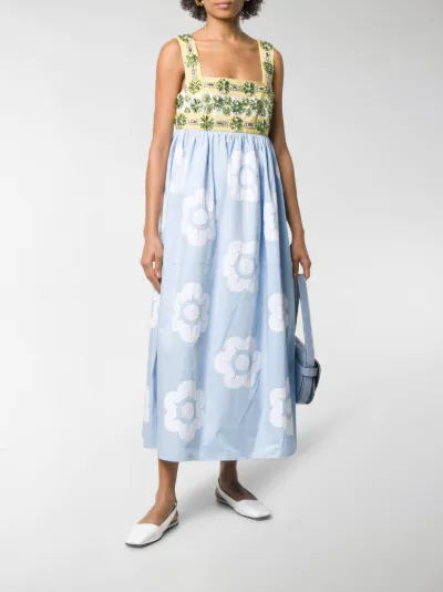 floral embellished midi dress