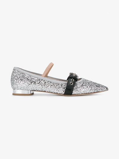 Miu Miu Glitter Ballerina Shoes 