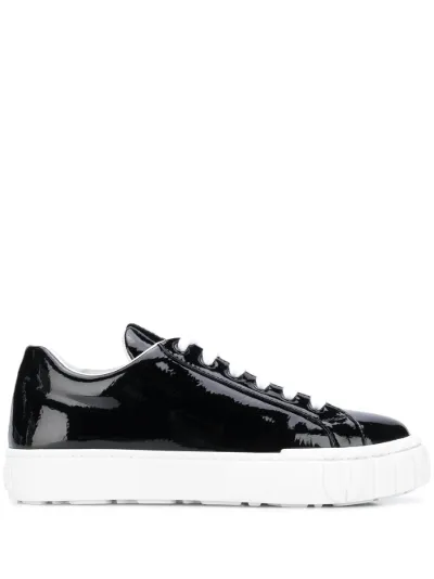black glossy sneakers