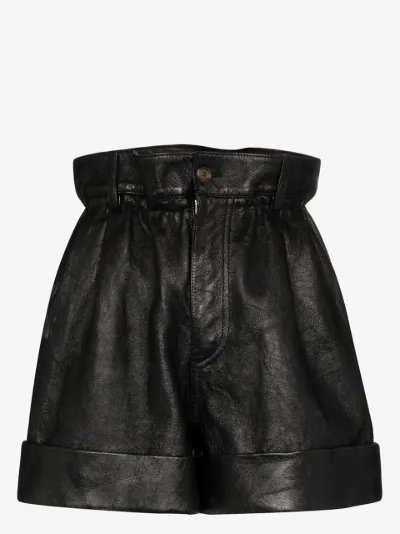 black leather shorts high waist