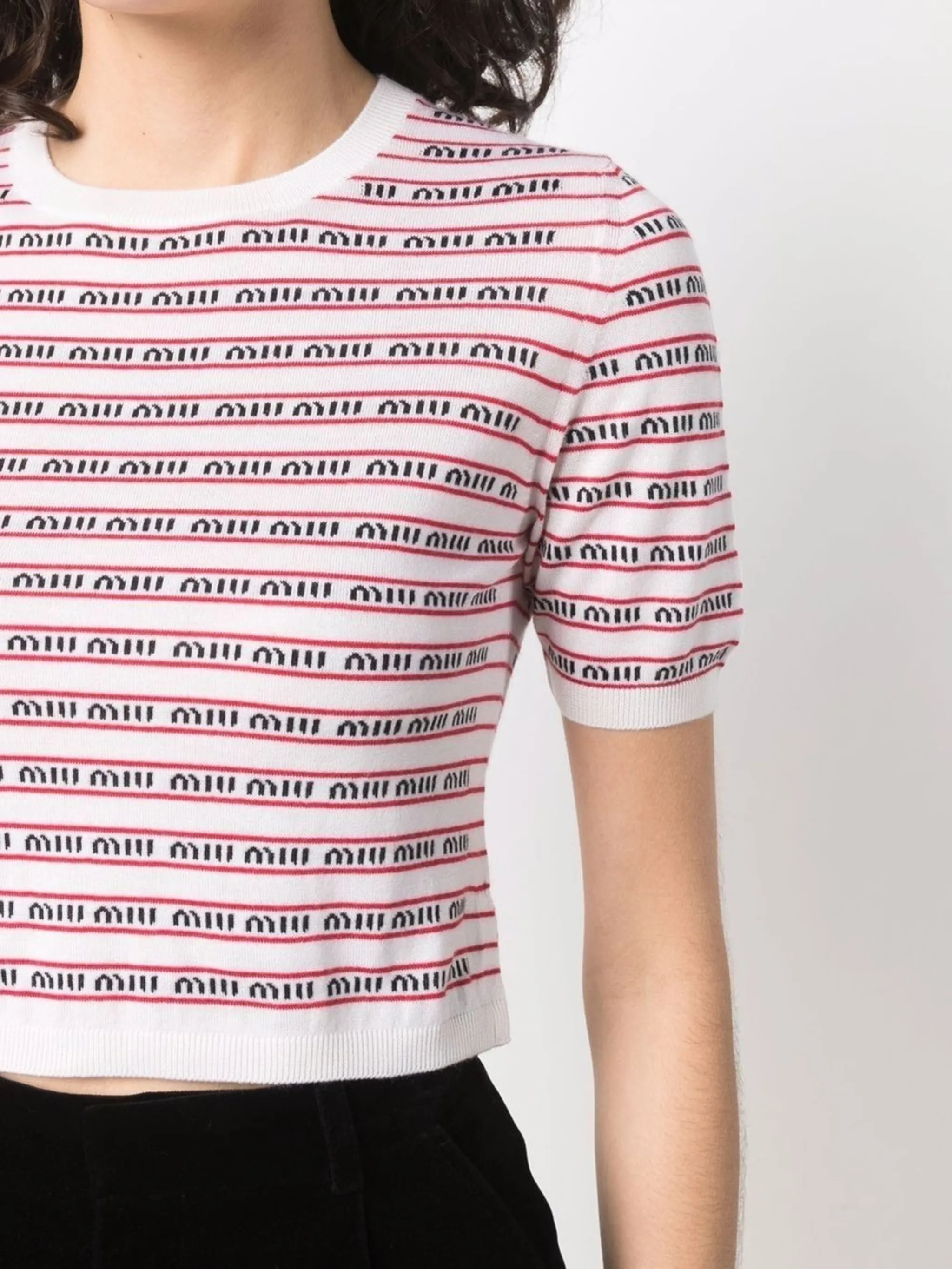 Miu Miu jacquard-logo short-sleeve knitted top | Eraldo.com DE
