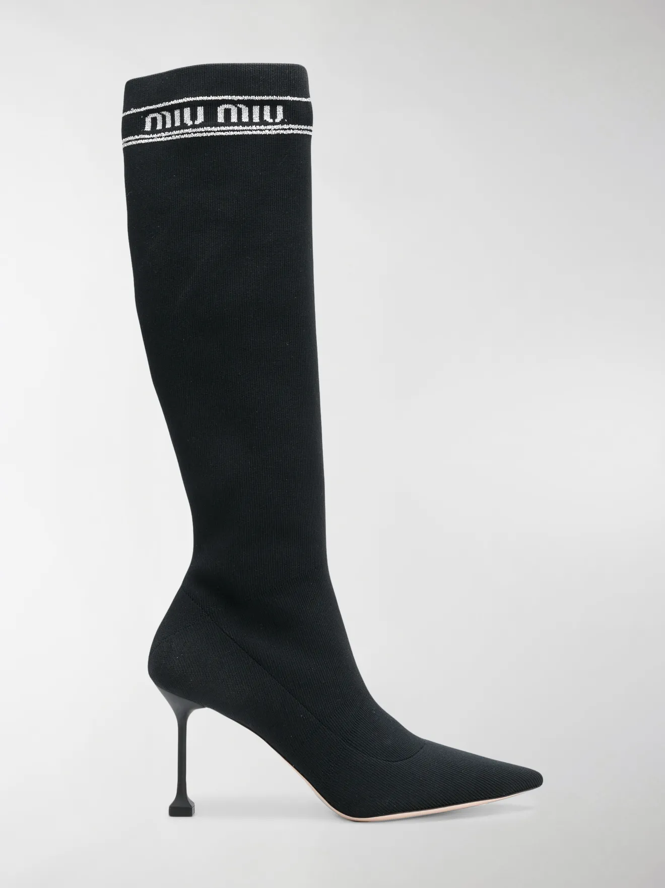 Miu Miu knee high sock boots black | MODES