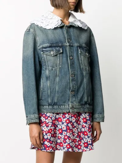 Denim jackets with lace trim hotsell