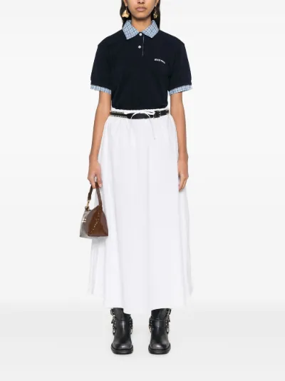 美品 MIUMIU SS25 Layered Effect Polo Shirt Miu Miu layered-effect Polo Shirt | Blue | FARFETCH