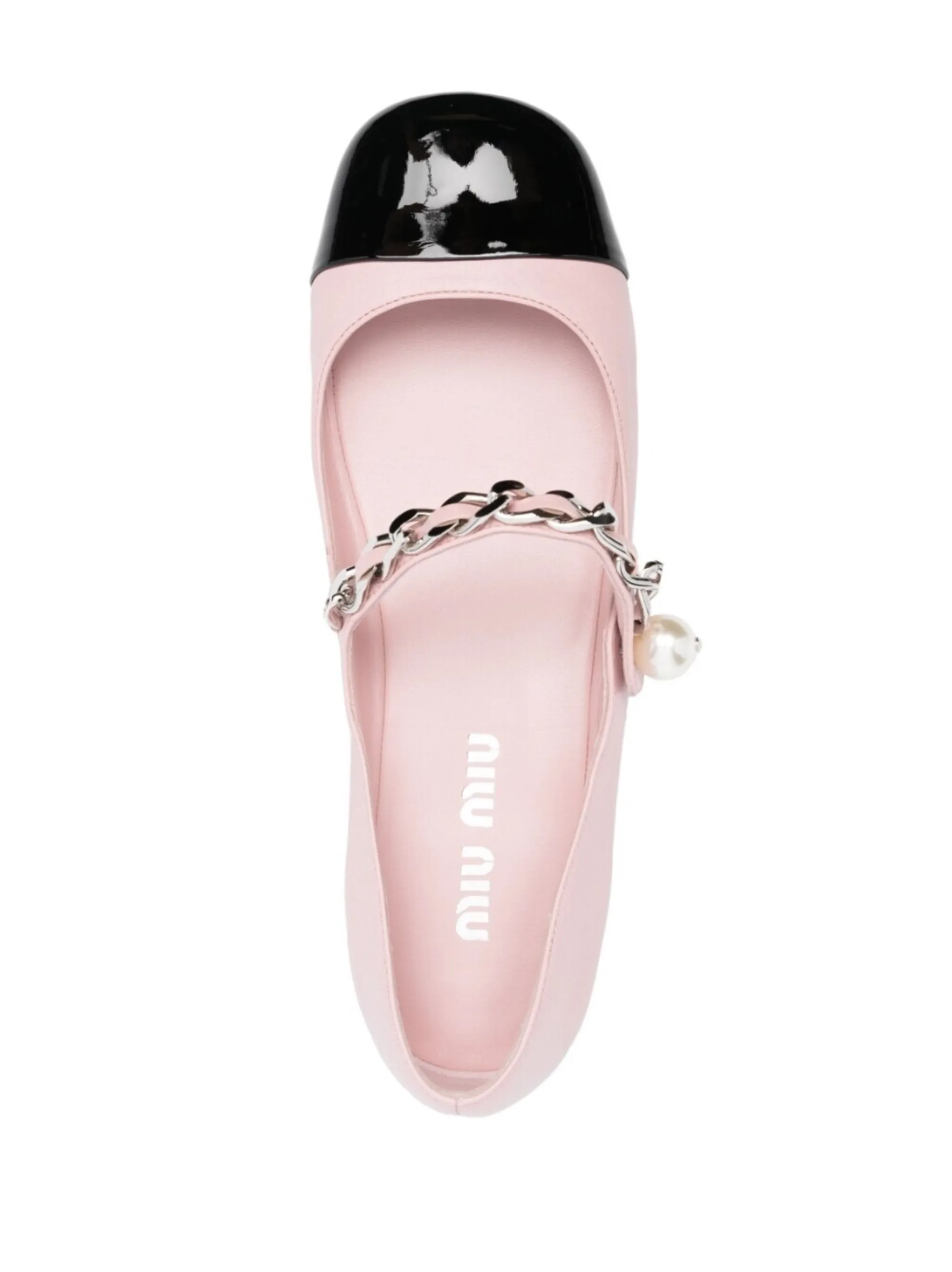 MiuMiu Leather Mary Jane Ballerinas レザー バレリーナ ロゴ MIU MIU | Logo Jacquard Strap Leather Mary Jane Ballerina