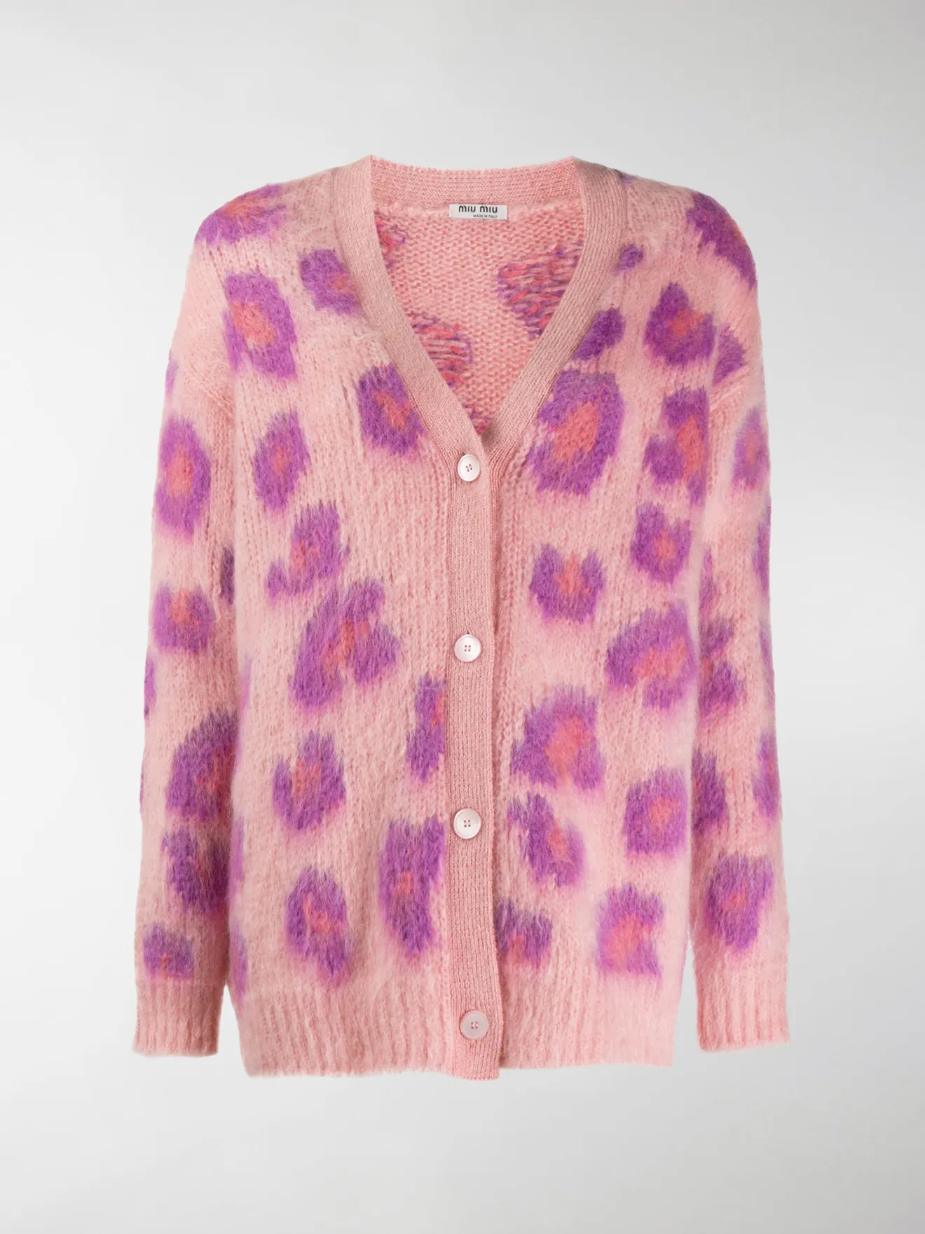 miu miu pink leopard cardigan