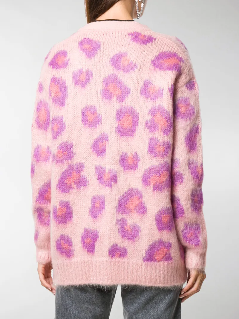 miu miu pink leopard cardigan