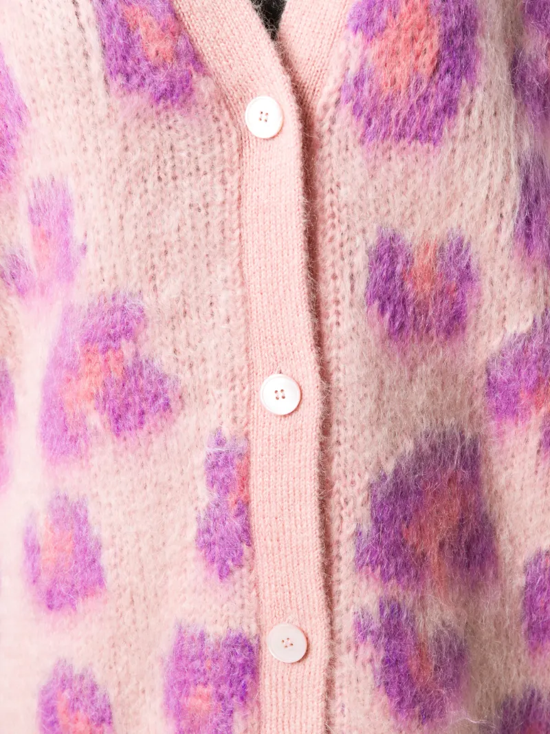 miu miu pink leopard cardigan