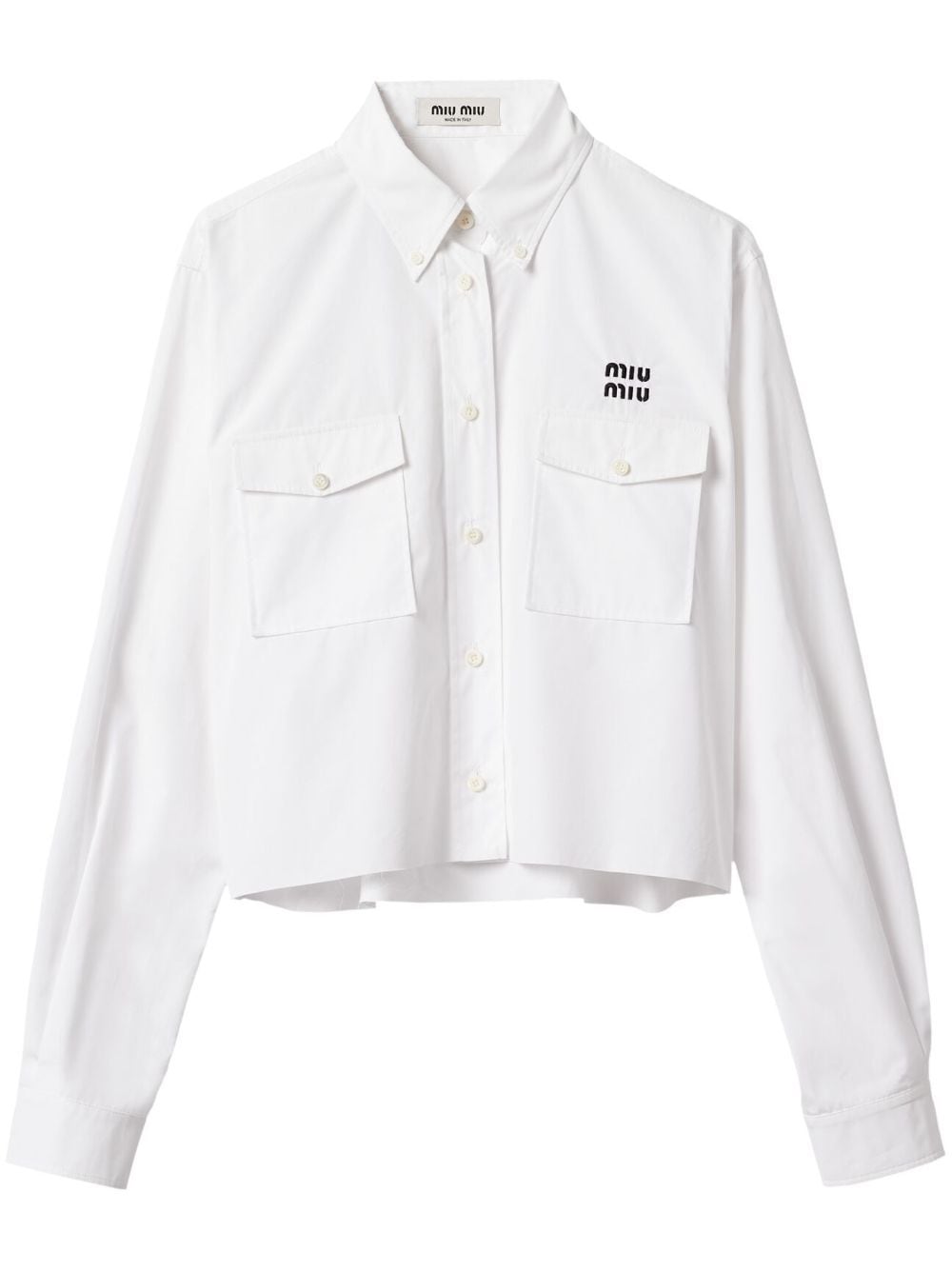 logo-embroidered cropped poplin shirt | Miu Miu | Eraldo.com