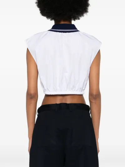 Tシャツ・カットソー MIUMIU EMBROIDERED POPLIN TOP Miu Miu logo-embroidered Cotton T-shirt | White | FARFETCH