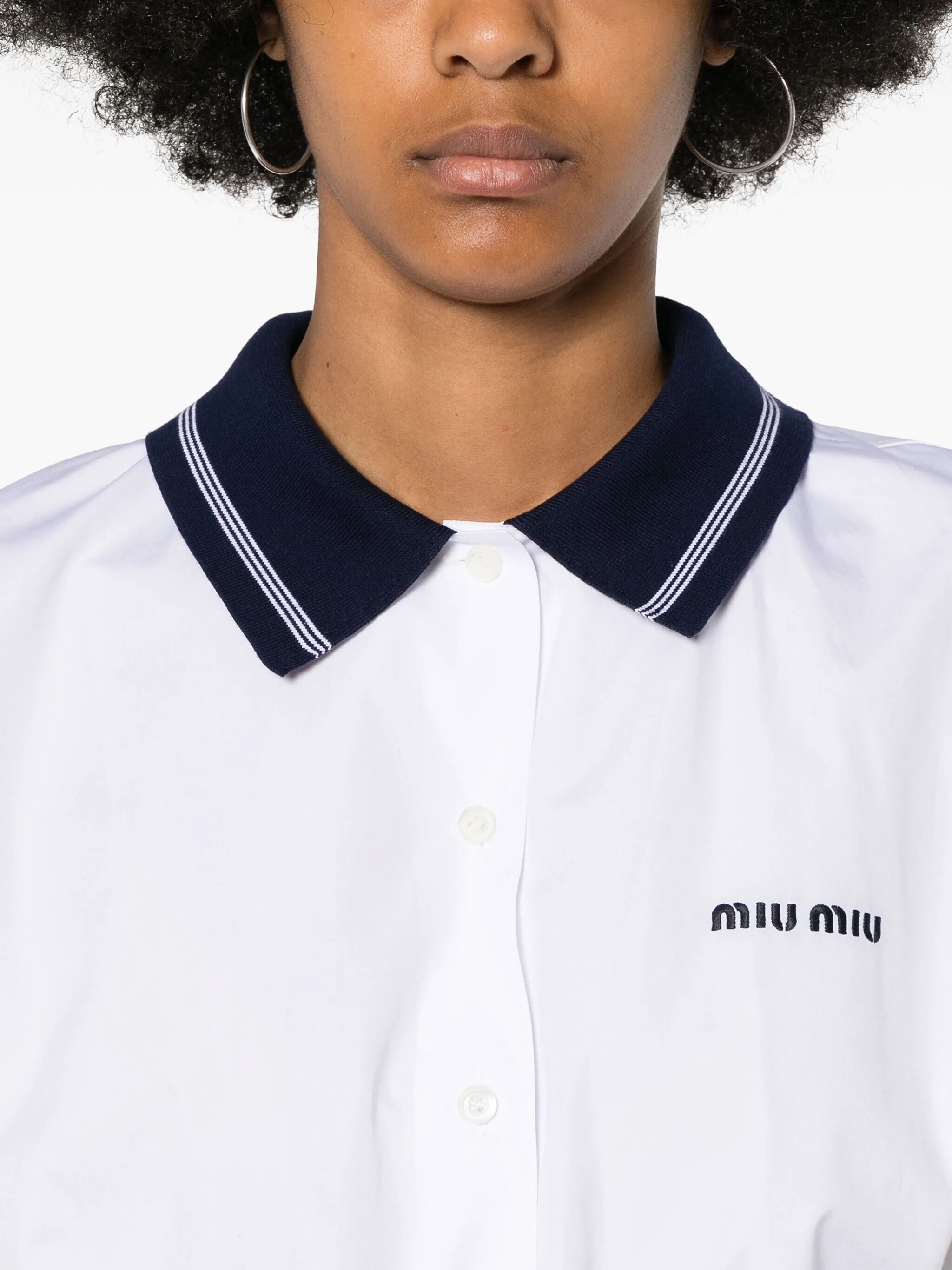 Miu Miu logo-embroidered poplin cropped shirt | Eraldo.com US Miu Miu logo-embroidered poplin cropped shirt | Eraldo.com US