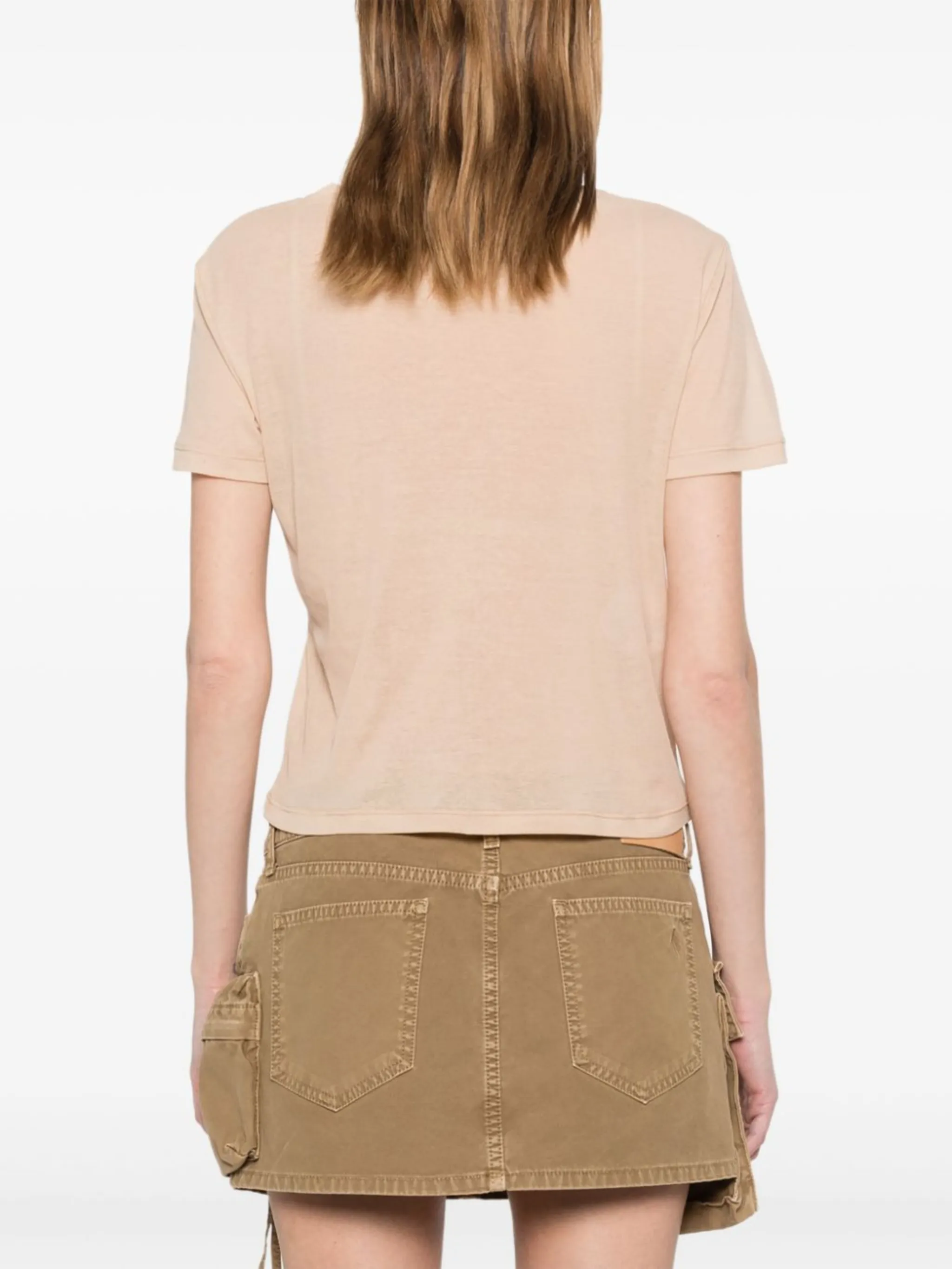 Miu Miu logo-patch cropped T-shirt | Eraldo.com YE