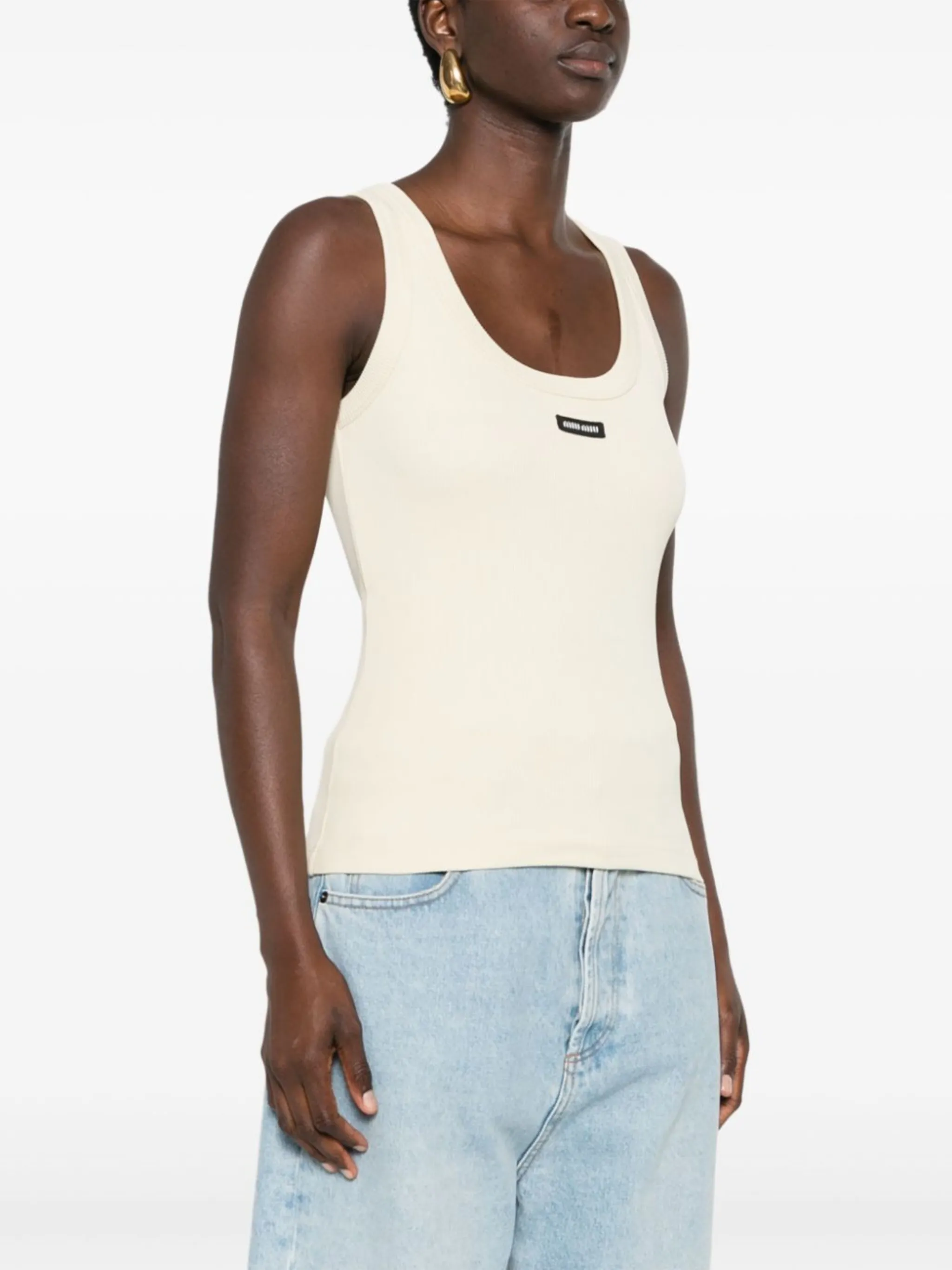 Miu Miu logo-patch ribbed tank top | Eraldo.com SB