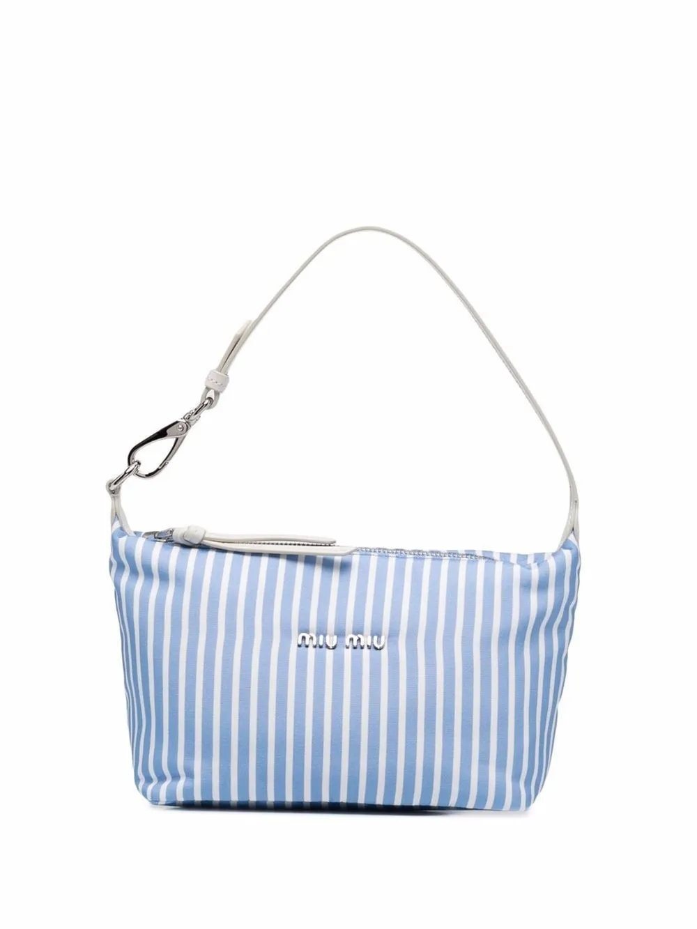 Blue and white shop striped crossbody bag