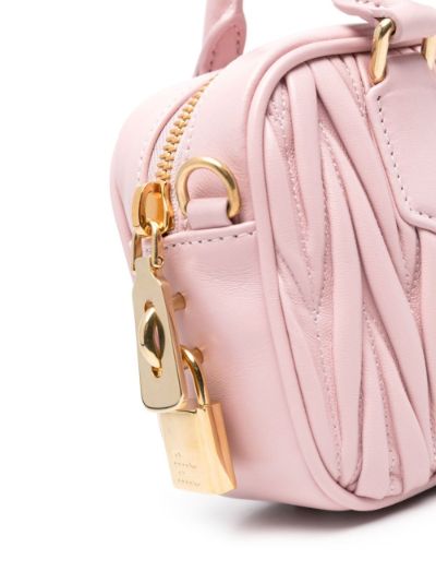 logo-plaque matelassé shoulder bag, Miu Miu