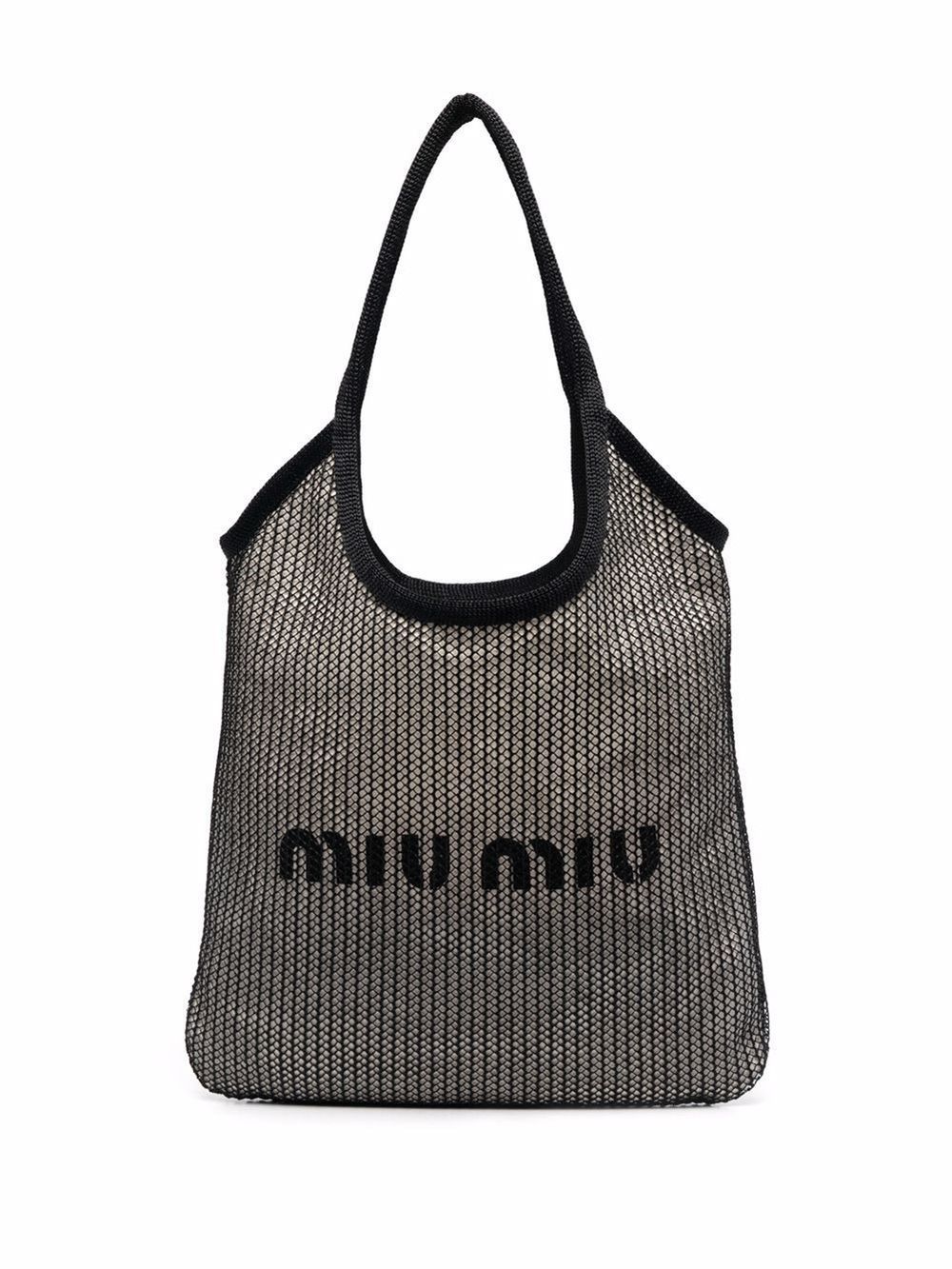 logo-print raffia tote bag | Miu Miu | Eraldo.com AQ