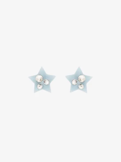 Miu Metallic Crystal Star Clip On Earrings Browns