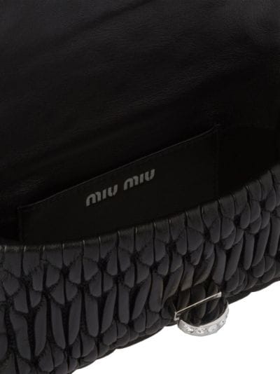 Miu Miu Woman Black Nappa Leather Mini Shoulder Bag