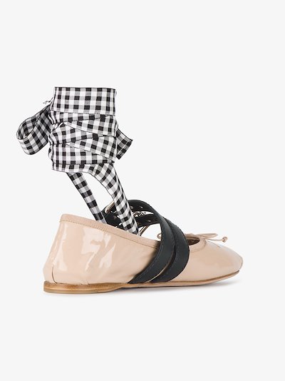 Miu Miu Nude Patent Double Buckle Ballerina flats | Browns