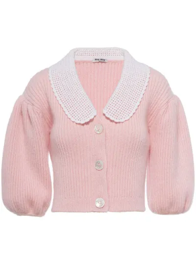 Miu miu pink cardigan sale