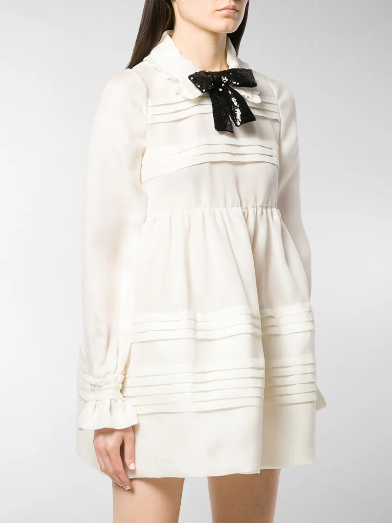 Miu Miu Pleated babydoll dress white 