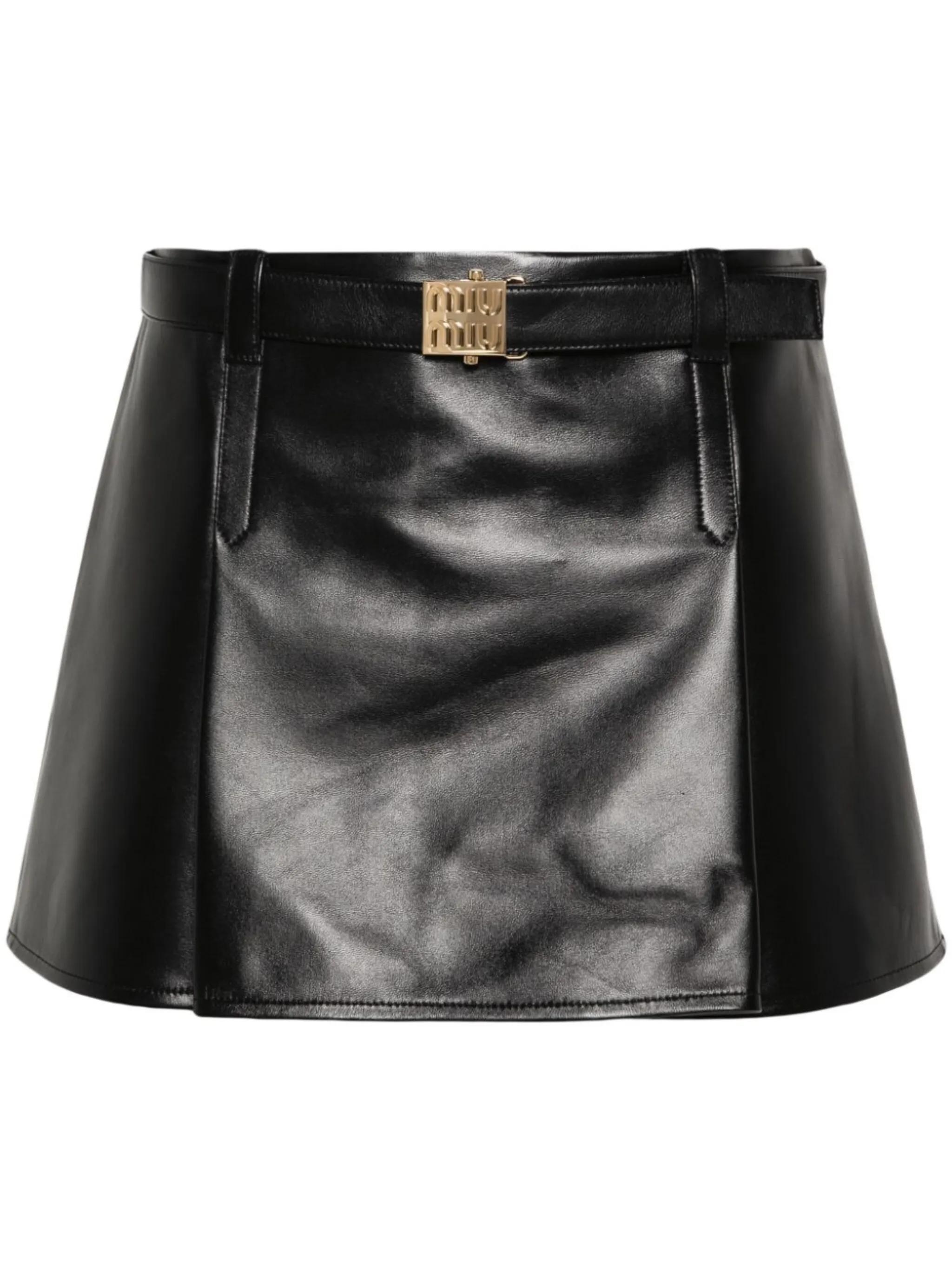 Miu Miu pleated leather mini skirt | Eraldo.com PT