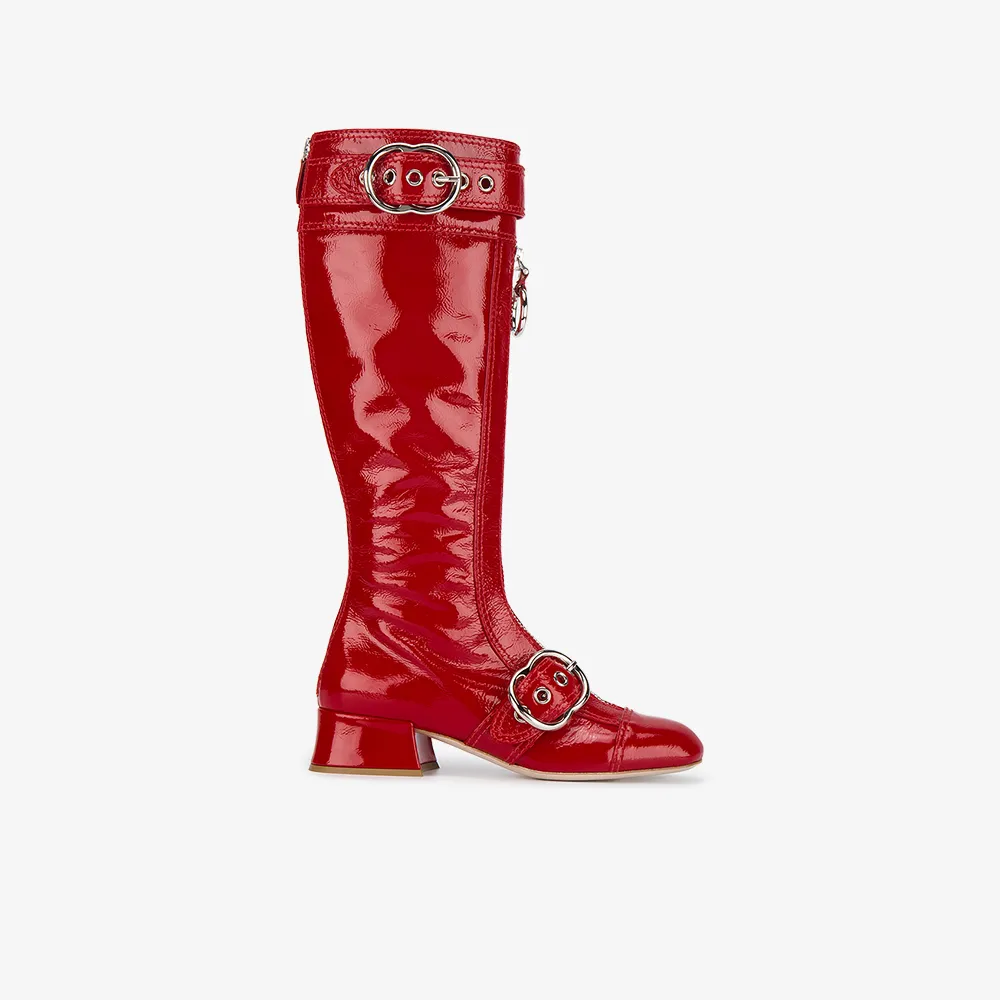 red patent leather cowboy boots