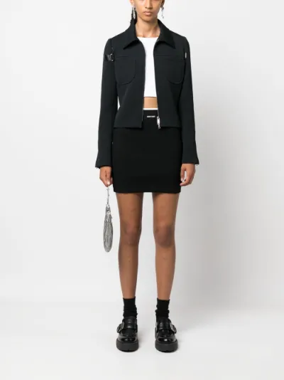 Miu Miu ribbed-knit logo-patch miniskirt | Eraldo.com US