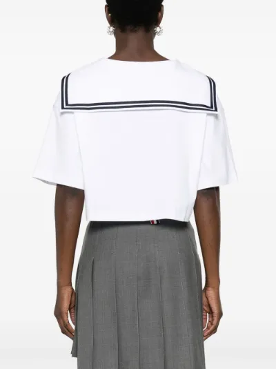 【MIU MIU】Sailor Collar Cotton Short Sleeve T-shirt navy-cotton-miu-miu-top-