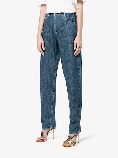blue high waisted mom jeans