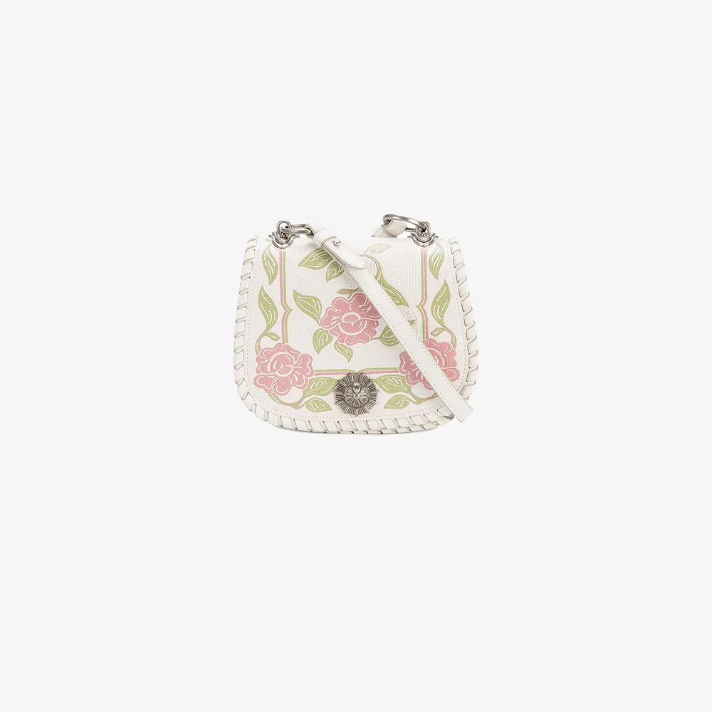 Miu Miu White Floral Shoulder Bag Browns