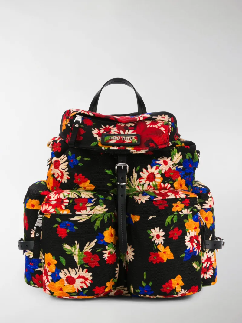 Miu Miu Zaino a fiori nero | MODES