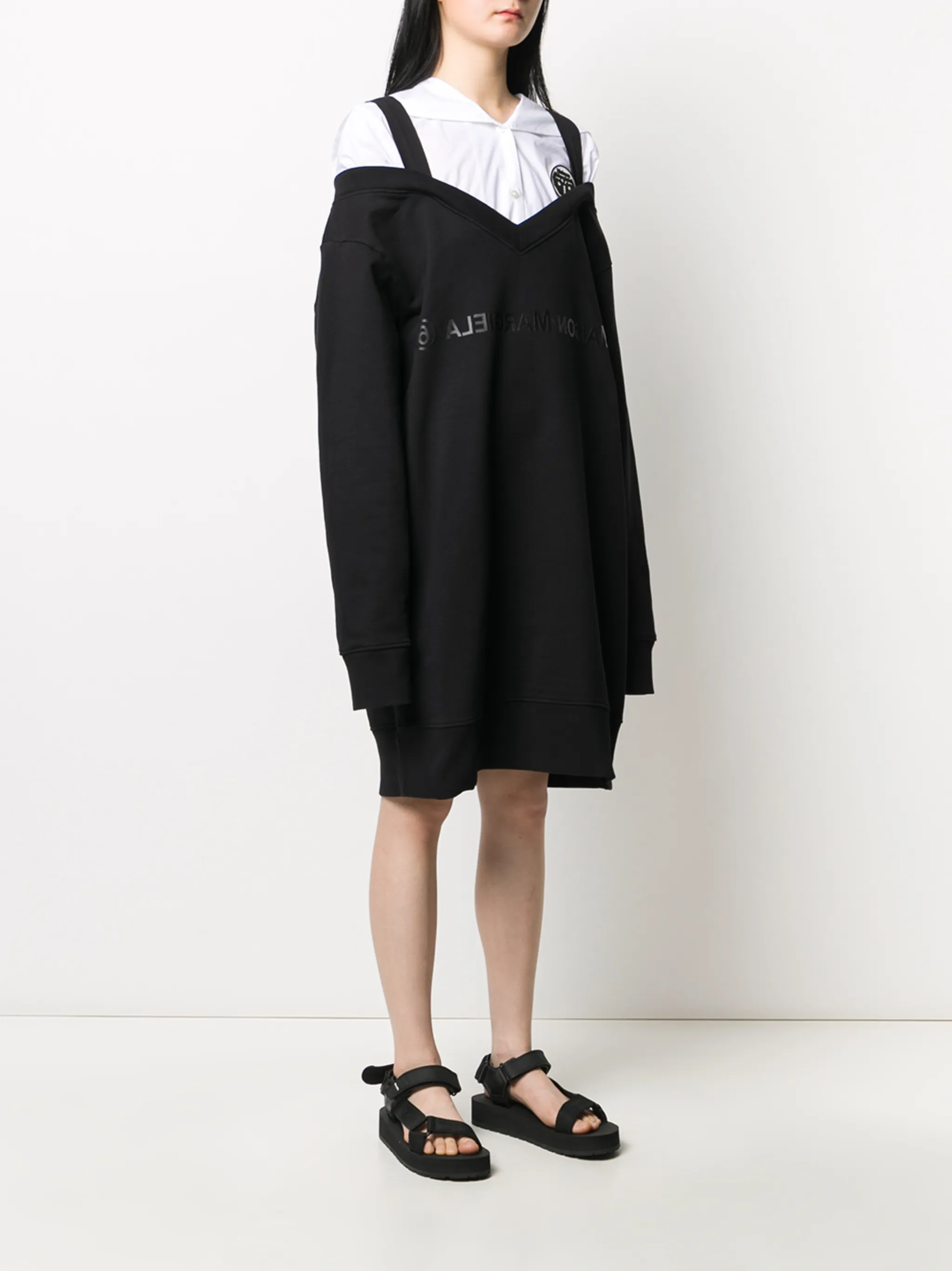 MM6 Maison Margiela cold shoulder logo sweatshirt dress Eraldo FR