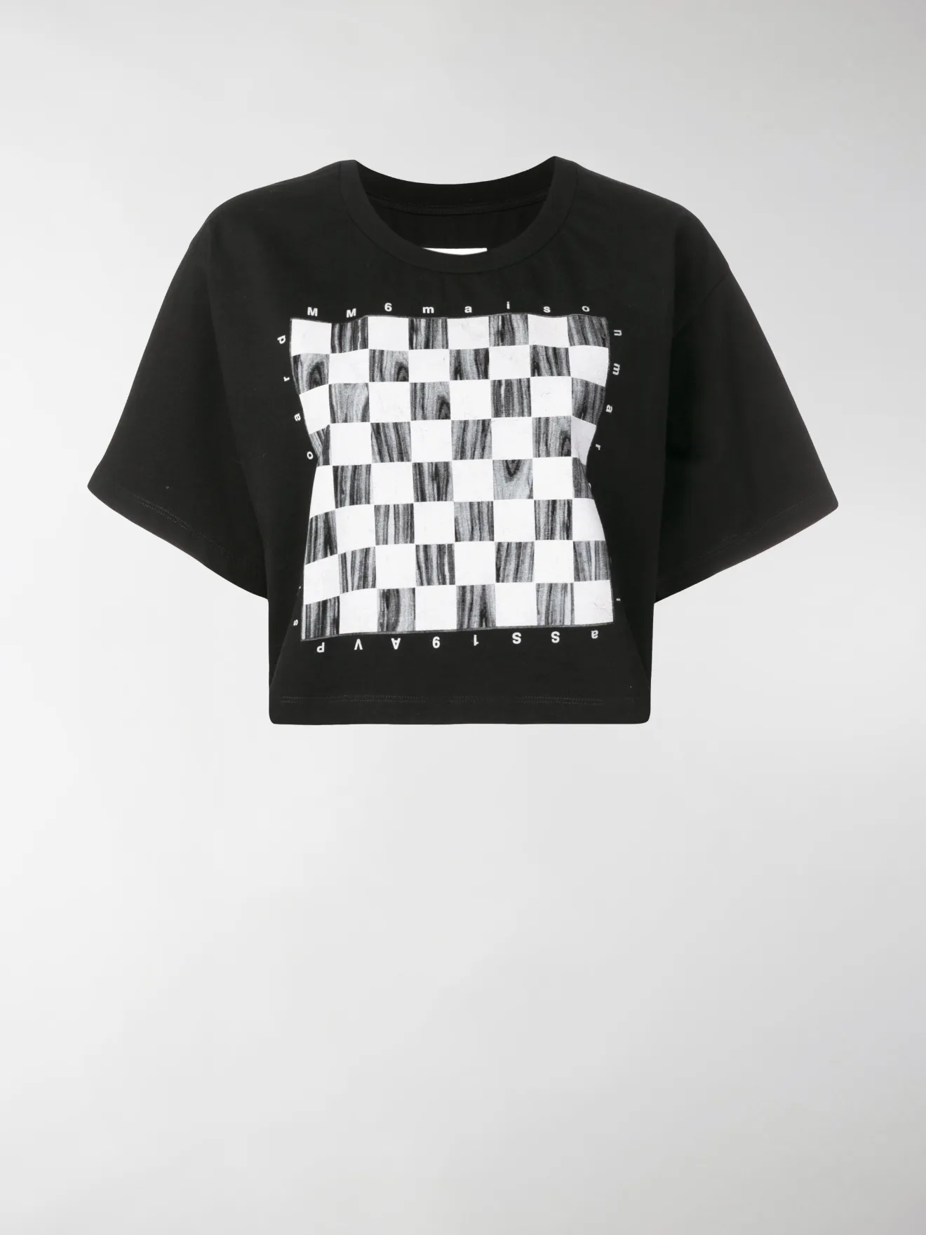 MM6 Maison Margiela cropped checkerboard-print T-shirt black MM6 Maison Margiela cropped checkerboard-print T-shirt black