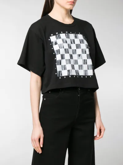 MM6 Maison Margiela cropped checkerboard-print T-shirt black | MODES MM6 Maison Margiela cropped checkerboard-print T-shirt black | MODES