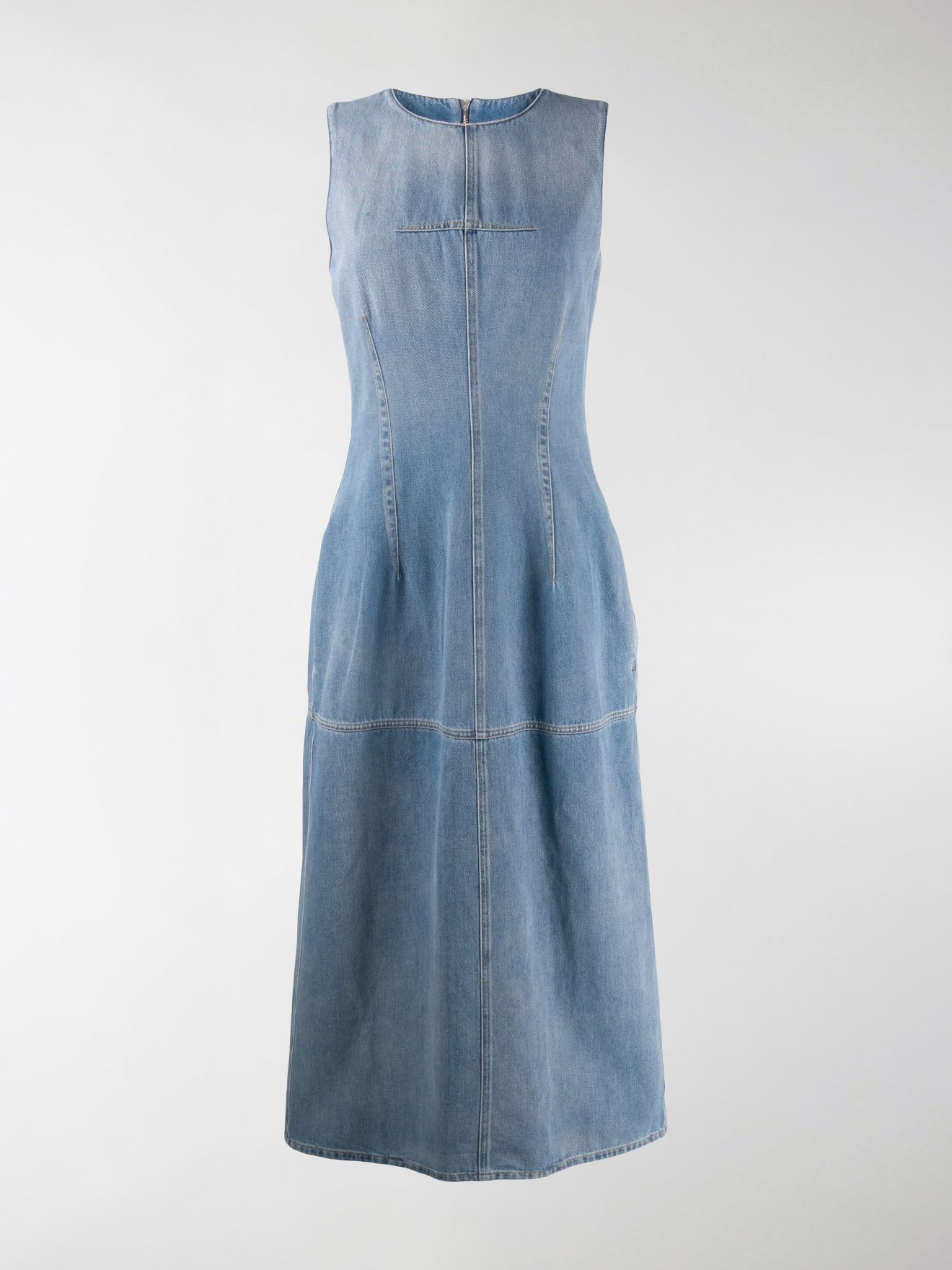 blue denim midi dress