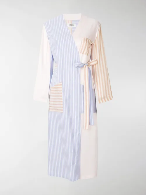 Mm6 Maison Margiela - Giacca lunga bicolore rigata