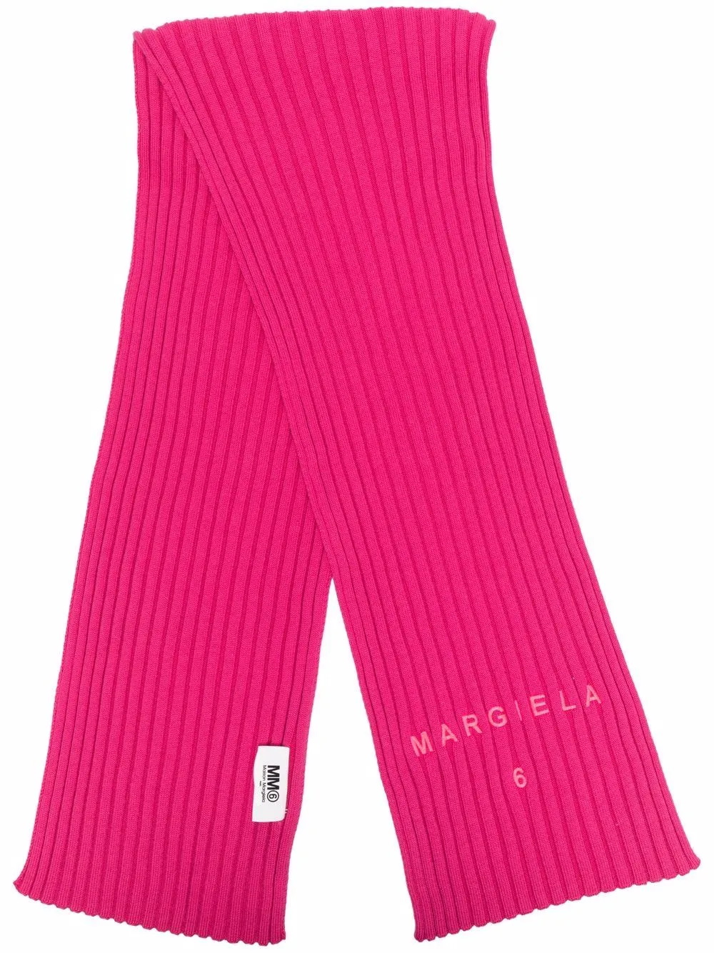 MM6 Maison Margiela logo-embroidered rib-knit scarf | Eraldo