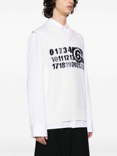 MM6 Maison Margiela logo-intarsia knitted vest | Eraldo.com FR