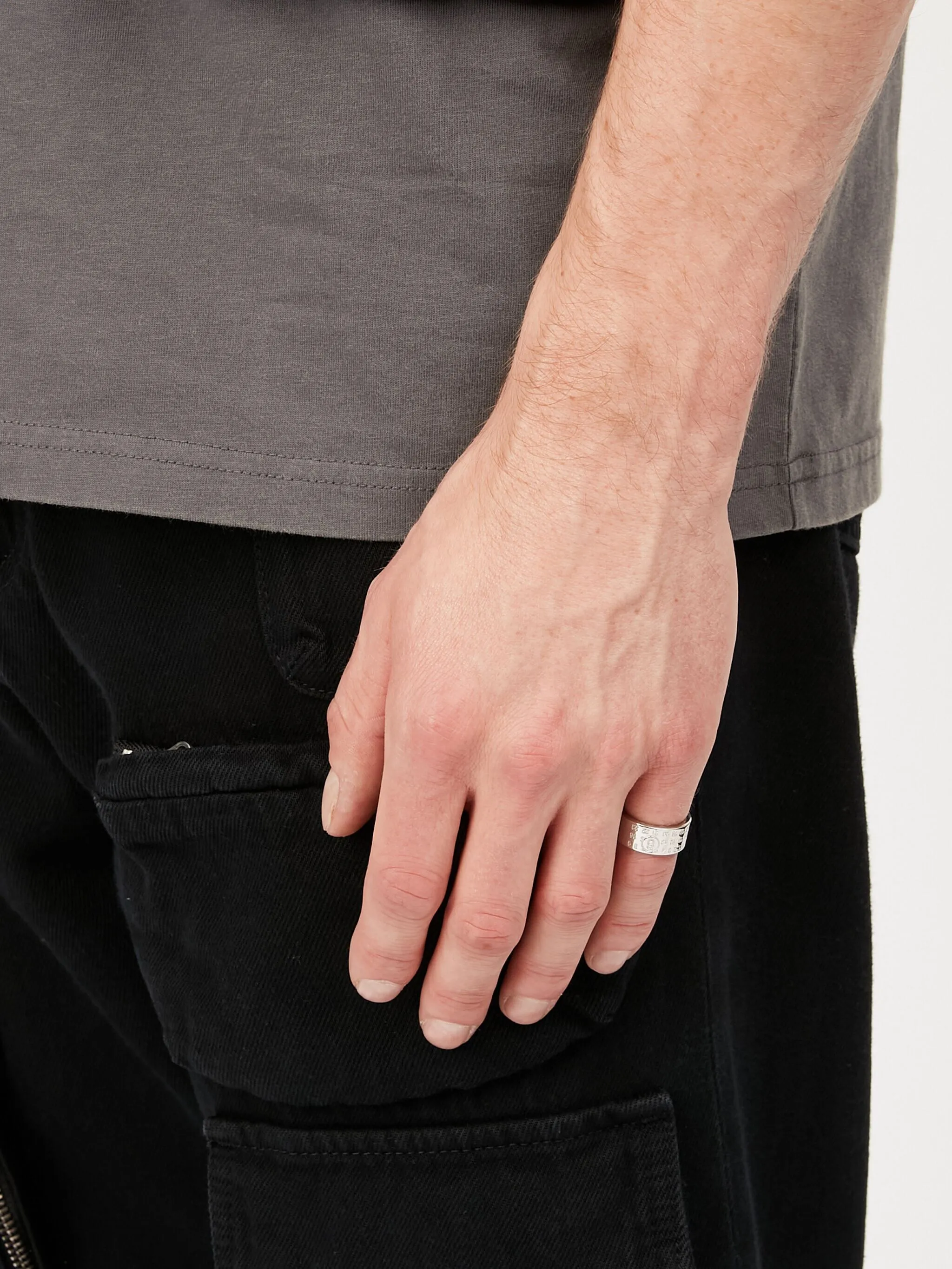 MM6 Maison Margiela Numeric engraved polished ring | Eraldo.com SB