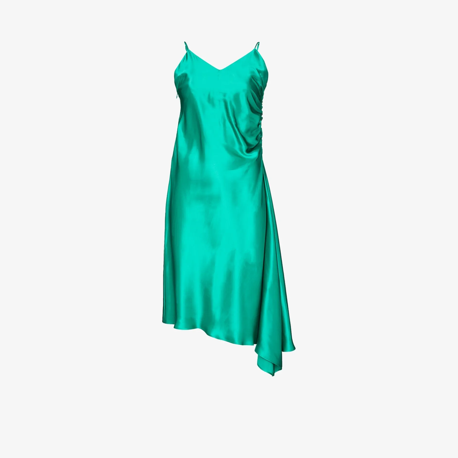 ruched satin slip dress
