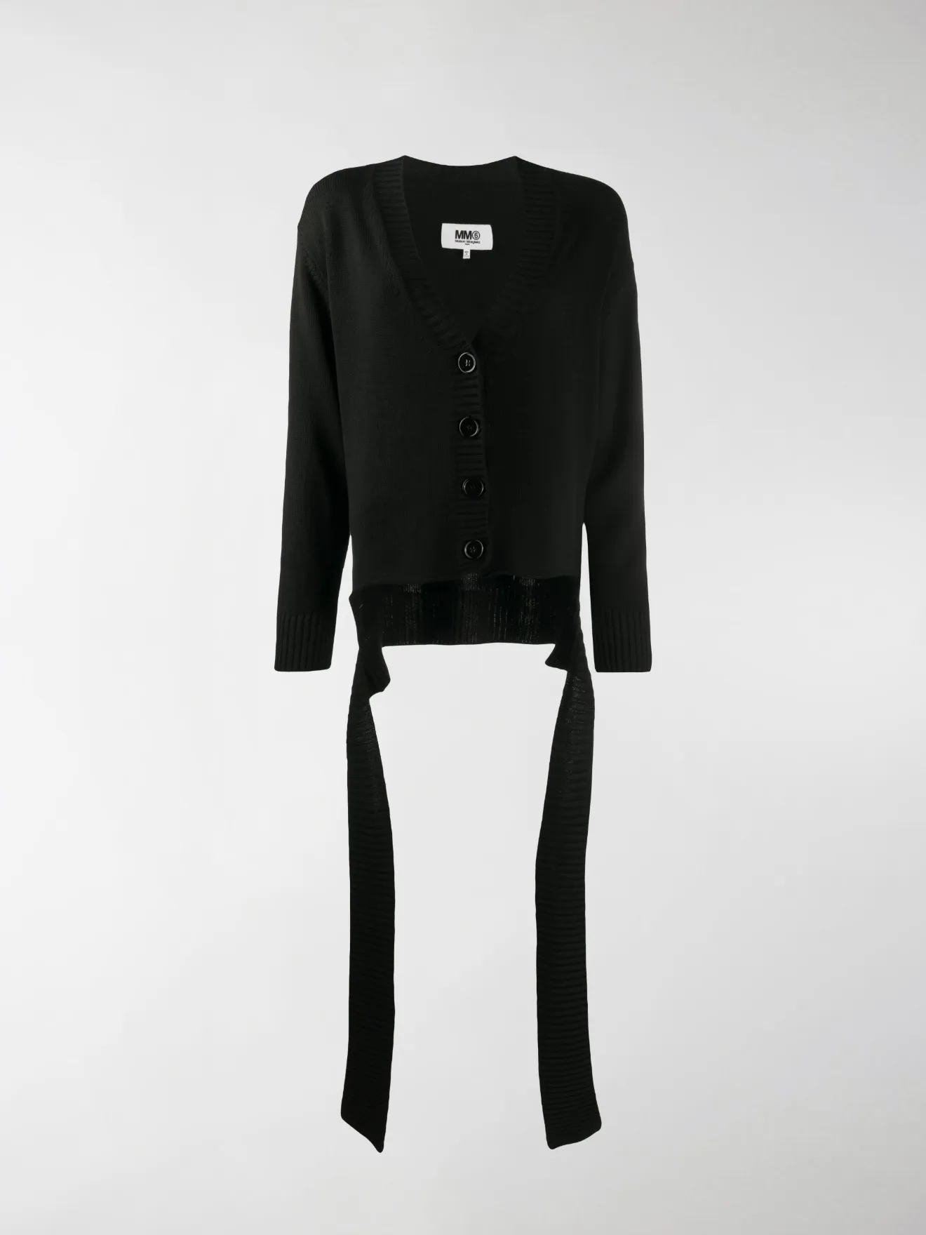 black cardigan tie front