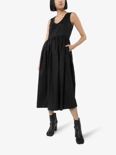 black cotton midi dress