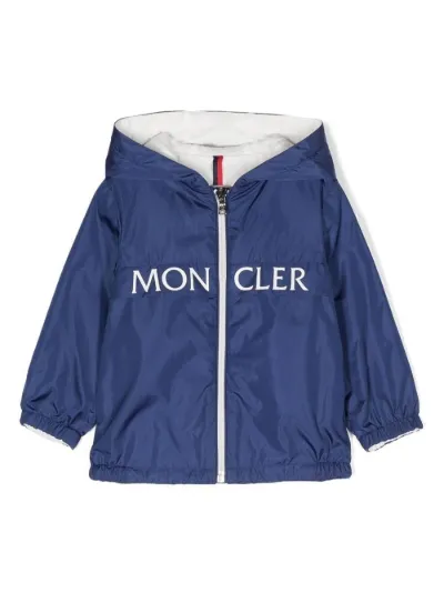 logo-print hooded rain jacket | Moncler Enfant | Eraldo.com