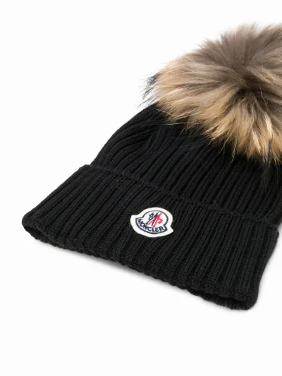 racoon fur pom pom beanie | Moncler 